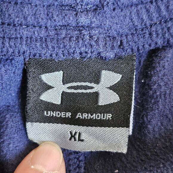 Vintage Under Armour Men’s Fleece Pants XL Navy Elastic Waist Soft. - Picture 5 of 10